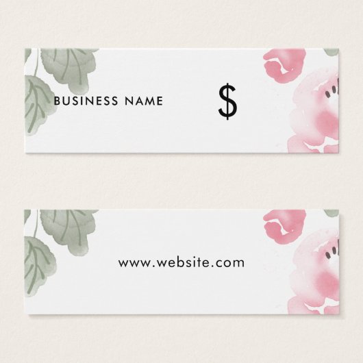 ライトピンクフローラウォーターカラーロマンティックプライスラベル (正面&裏面)