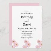 ライトピンクフローラエレガントな結婚式 招待状 (正面/裏面)