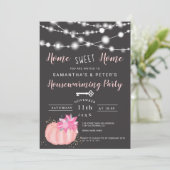 ライトピンクフローラカボチャ引っ越し祝いパーティーパーティー 招待状 (スタンド正面)