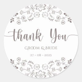 ライトピンクフローラデザインエレガントな結婚式 ラウンドシール