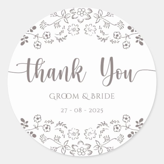 ライトピンクフローラデザインエレガントな結婚式 ラウンドシール (正面)