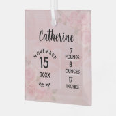 ライトピンクフローラ誕生ナンバーズスクエアオーナメント ガラスオーナメント (正面左)