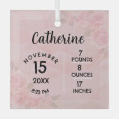 ライトピンクフローラ誕生ナンバーズスクエアオーナメント ガラスオーナメント (正面)