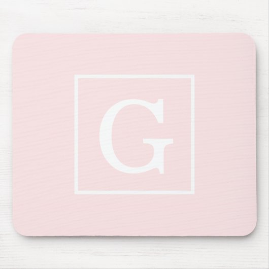 ライトピンクホワイトフレームイニシャルモノグラム マウスパッド (正面)