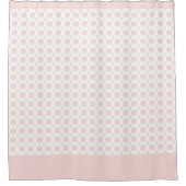 ライトピンクホワイト水玉模様コースタルパステル赤面 シャワーカーテン (正面)