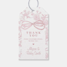 ライトピンクボウとトイレベビーシャワーの好意 ギフトタグ