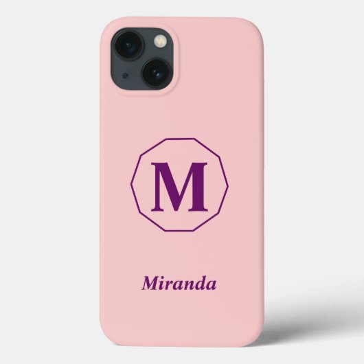 ライトピンクミニマルモノグラパーソナライズされたム Case-Mate iPhoneケース (裏面)