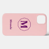 ライトピンクミニマルモノグラパーソナライズされたム Case-Mate iPhoneケース (裏面 (横))