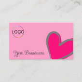 ライトピンクモダンゴージャスハートかわいい 名刺 (正面)