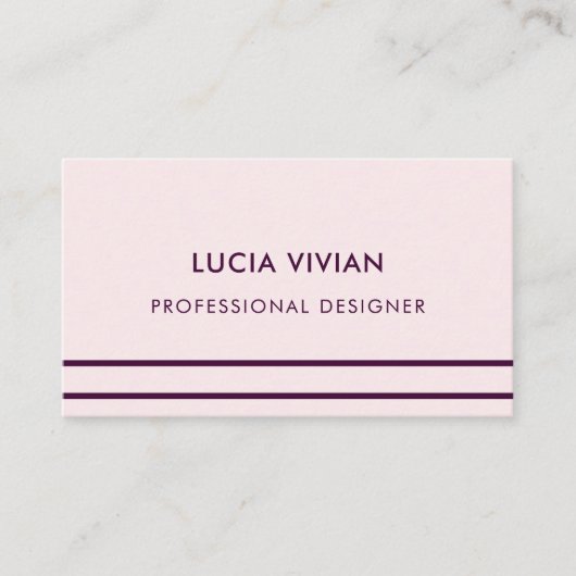 ライトピンクラインミニマルモダンプロフェッショナル 名刺 (正面)
