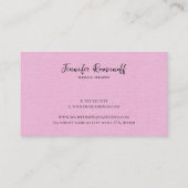 ライトピンクリネンのテクスチャプリントブラックタイポグラフィ 名刺 (裏面)