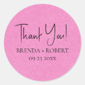 ライトピンクリネンシンプルスクリプトウェルカム感謝してい ラウンドシール (正面)