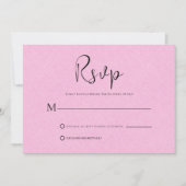 ライトピンクリネンシンプルブラックスクリプトRSVPカード 招待状 (正面)