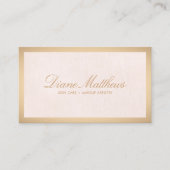 ライトピンクリネン、バラ縁ど金ゴールドスキン気にスパ 名刺 (正面)