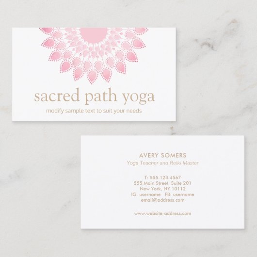 ライトピンクロータスフラワーマンダラ 名刺 (正面/裏面)