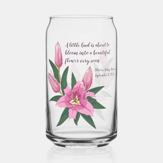 ライトピンク咲きユリ ガラス缶 (正面)