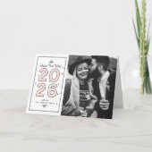 ライトピンク幾何学的タイポグラフィ2025年新年 シーズンカード (正面)