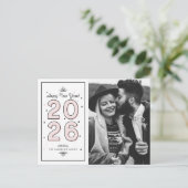 ライトピンク幾何学的タイポグラフィ2025年新年 シーズンポストカード (スタンド正面)