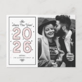 ライトピンク幾何学的タイポグラフィ2025年新年 シーズンポストカード (正面)