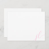 ライトピンク書道台本2イニシャル ノートカード (正面/裏面)