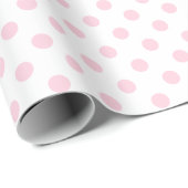 ライトピンク水玉模様オンホワイトメディア宇宙 ラッピングペーパー (ロールコーナー)