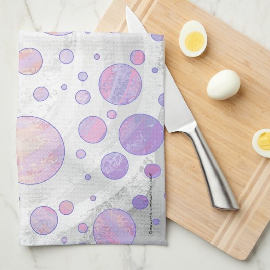 ライトピンク水玉模様パターン キッチンタオル (四つ折り)