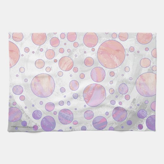 ライトピンク水玉模様パターン キッチンタオル (横)