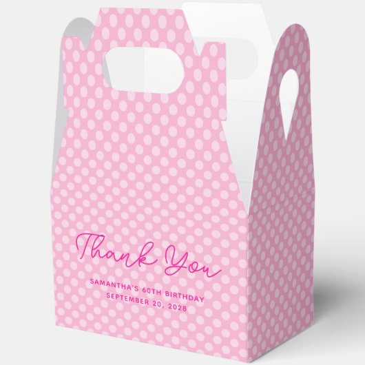 ライトピンク水玉模様60誕生日ありがとう フェイバーボックス (見開き)