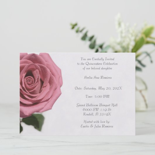 ライトピンク淡い色のローズキンセアニラ 招待状 (スタンド正面)