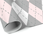 ライトピンク炭DKグレーWht XL アーガイル ラッピングペーパー (ロールコーナー)