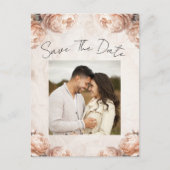 ライトピンク牡丹の花ヴィンテージ保存日 案内ポストカード (正面)