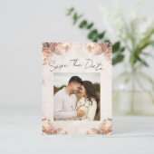 ライトピンク牡丹の花ヴィンテージ保存日 案内ポストカード (スタンド正面)