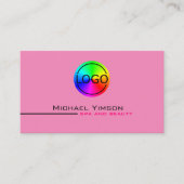 ライトピンク白シンプルプロフェッショナル（ロゴ付き） 名刺 (正面)