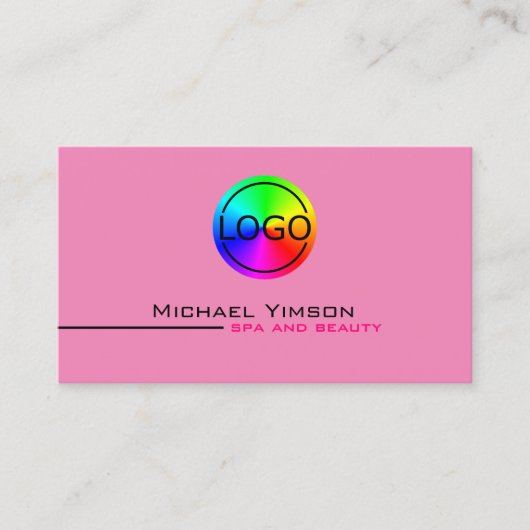 ライトピンク白シンプルプロフェッショナル（ロゴ付き） 名刺 (正面)