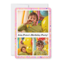 ライトピンク紙吹雪のパーソナル化可能な写真と文字