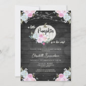 ライトピンク素朴リトルカボチャ秋ベビーシャワー 招待状 (正面)