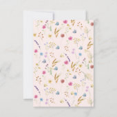 ライトピンク赤ちゃんガールシャワーワイルドフラワー サンキューカード (裏面)