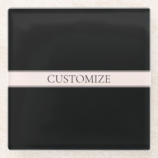 ライトピンク赤面ストライプおよび編エレガント集文字 ガラスコースター (正面)