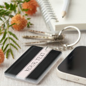 ライトピンク赤面ストライプおよび編エレガント集文字 キーホルダー (正面右)