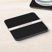ライトピンク赤面ストライプおよび編エレガント集文字 コースター (左側)
