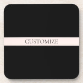 ライトピンク赤面ストライプおよび編エレガント集文字 コースター (正面)