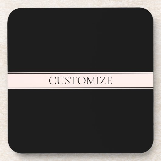 ライトピンク赤面ストライプおよび編エレガント集文字 コースター (正面)