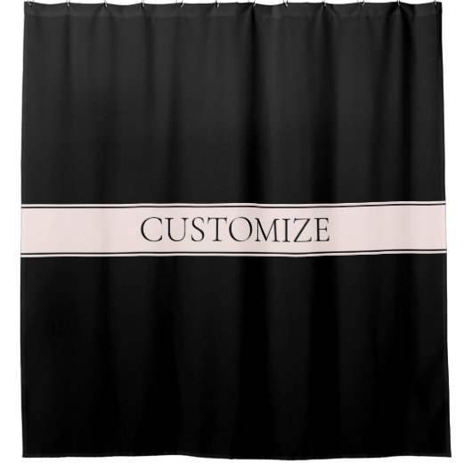 ライトピンク赤面ストライプおよび編エレガント集文字 シャワーカーテン (正面)