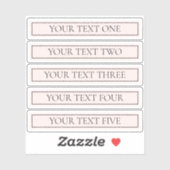 ライトピンク赤面ストライプおよび編エレガント集文字 シール (シート)