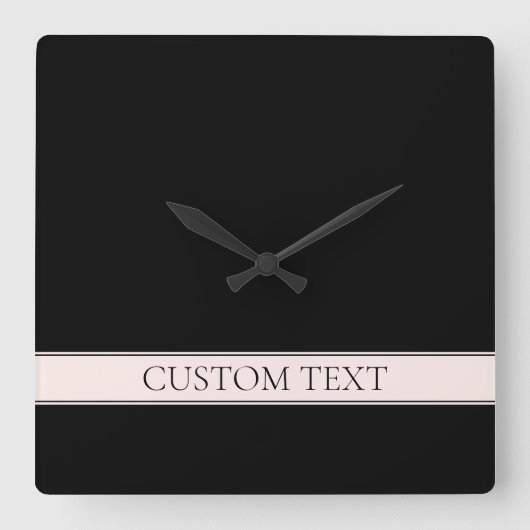ライトピンク赤面ストライプおよび編エレガント集文字 スクエア壁時計 (正面)