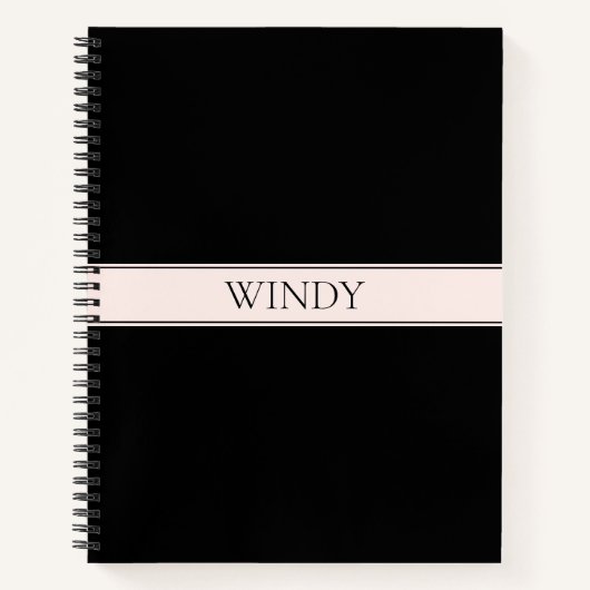 ライトピンク赤面ストライプおよび編エレガント集文字 ノートブック (正面)