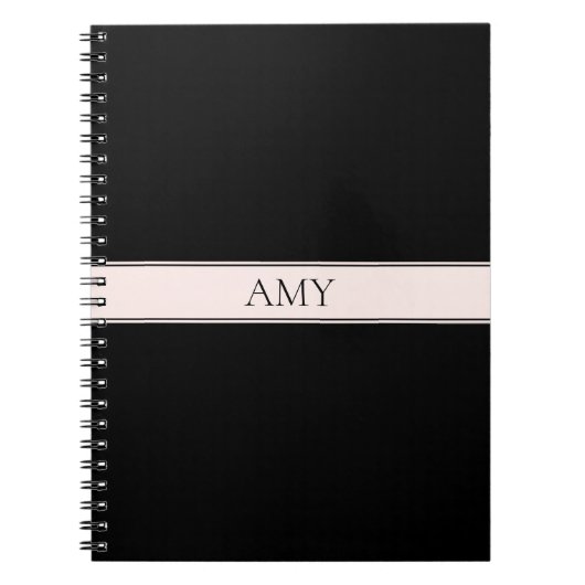 ライトピンク赤面ストライプおよび編エレガント集文字 ノートブック (正面)