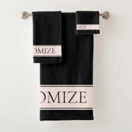 ライトピンク赤面ストライプおよび編エレガント集文字 バスタオルセット