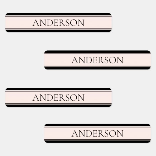 ライトピンク赤面ストライプおよび編エレガント集文字 ラベル (グループ)