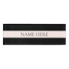 ライトピンク赤面ストライプおよび編エレガント集文字 名札